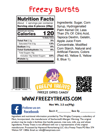 Freezy Bursts-Freeze Dried Bursts of Fruit Flavors