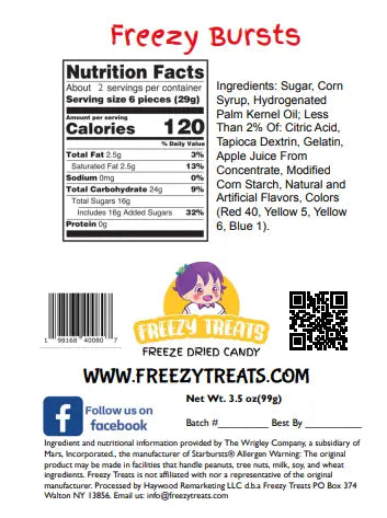 Freezy Bursts-Freeze Dried Bursts of Fruit Flavors Freezy Treats
