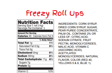 Freezy Fruit Roll Ups
